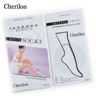 ถุงเท้าพยาบาล Cherilon ข้อกลาง แพ็ค 12 คู่ (ห่อสีม่วง) ข้อกลาง ถุงเท้าพยาบาลสีขาว ถุงน่องพยาบาล