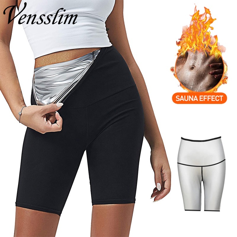 ซาวน่าเหงื่อกางเกงเอวสูง Shapewear ลดน้ําหนักยืดออกกําลังกายกางเกงขาสั้น Lower Body Shaper Sweatsuit ผู้หญิง Thermo Shaper