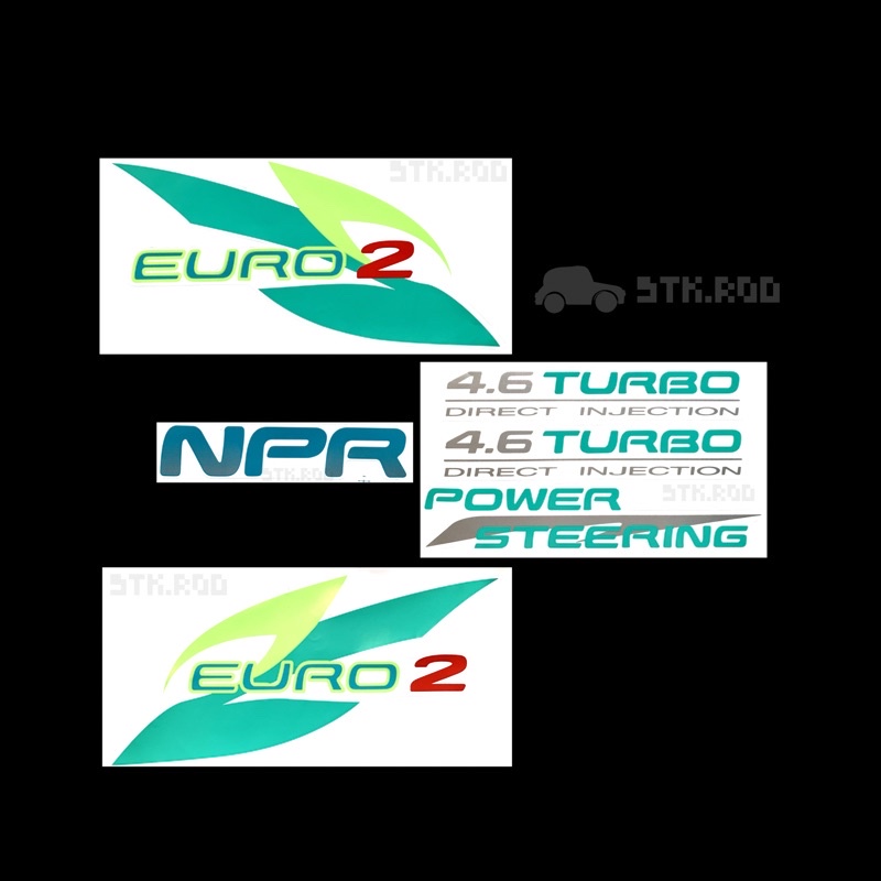 (ขายเป็นชุด) สติ๊กเกอร์ ติดแผงหน้า ติดประตู EURO2 NPR 4.6 TURBO DIRECT INJECTION POWER STEERING ISUZU NPR STICKER