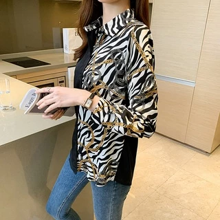 เสื้อเชิ้ตแฟชั่นผู้หญิง สีดำ ลายทาง มีขนาดสาวอวบ อก 48 46 42 40 38 36 ทูโทน