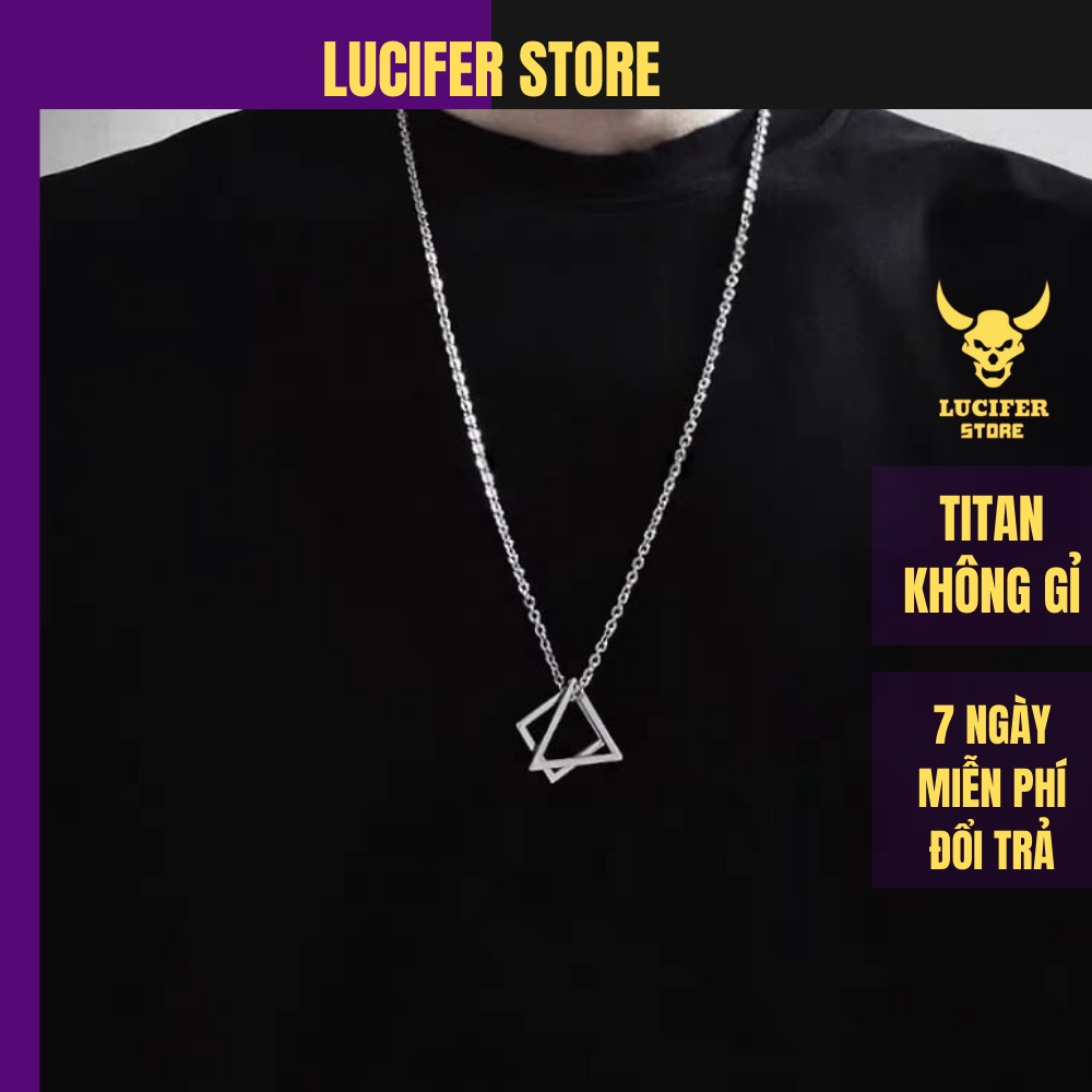 สวย Unisex เงินสร้อยคอผู้ชาย Cool บุคลิกภาพแฟชั่น Basic Doe68 สแตนเลสเงินสามเหลี่ยมคู่ Lucifer Store