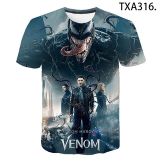 เสื้อยืดแขนสั้นลําลอง พิมพ์ลาย Venom แฟชั่นฤดูร้อน สไตล์โกธิค สําหรับเด็กผู้ชาย และเด็กผู้หญิง