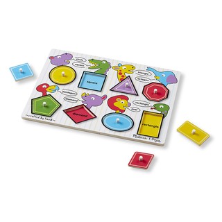 Melissa &amp; Doug รุ่น 3285 Shapes Peg Puzzle พัซเซิลรูปร่างปริศนา ส่งเสริมพัฒนาการทางความคิด มือ และสมอง