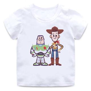 เสื้อยืดแขนสั้น พิมพ์ลายการ์ตูน Toy Story Mania น่ารัก สีขาว แฟชั่นฤดูร้อน สําหรับเด็กผู้ชาย และเด็กผู้หญิง