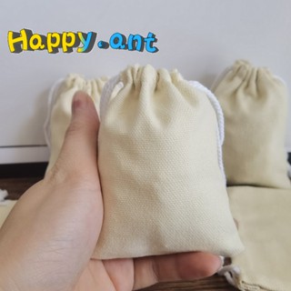 🍊HP🍊กระเป๋าผ้าหูรูด  ผ้าหนา สีครีม ขนาด9*12cm ใส่ของชำร่วย