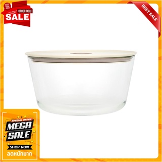 กล่องอาหารแก้วกลม NEOFLAM FIKA CLIK 2.7 ลิตร สีครีม ภาชนะใส่อาหาร ROUND GLASS FOOD CONTAINER NEOFLAM FIKA CLIK 2.7L CREA