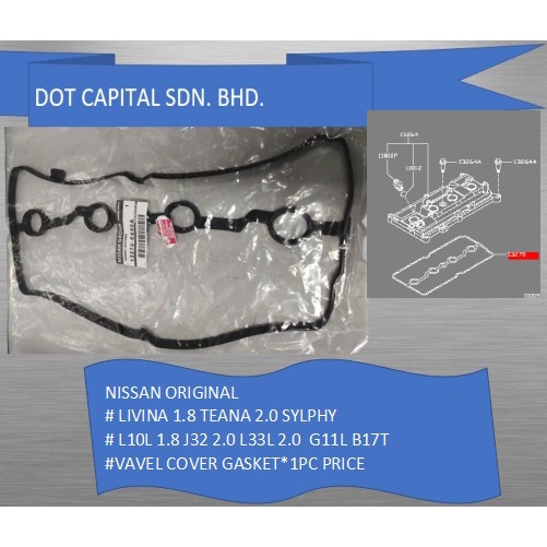 *NISSAN LIVINA TEANA SYLPHY ฝาปิดวาล์ว GASKET L10 1.8 J32L 2.0 G11L L33L 2.0 B17T 13270-EE50A