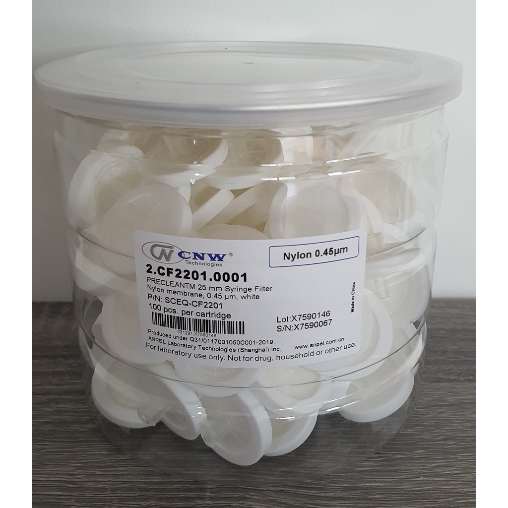 25 mm Nylon Syringe Filter ,0.45um , 100 pcs/pk