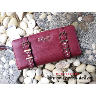 กระเป๋าสตางค์ GUESS WALLET สีแดง ของแท้ ทรงยาว