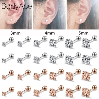 Bodyace ต่างหูสตั๊ด สเตนเลส คริสตัล 18 กรัม 6 คู่ ต่อล็อต