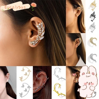 ✿EUTUS✿ Women Butterfly Ear Cuff Korean Style Earrings Ear Wrap Fashion Jewelry Geometric No Piercing Zircon Fake Piercing