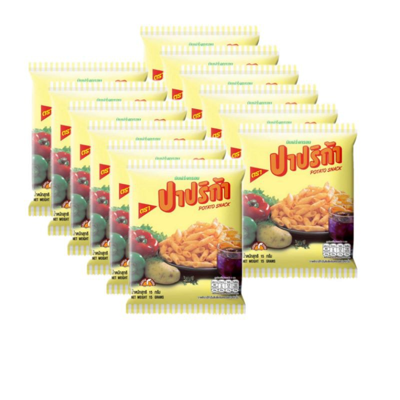 ปาปริก้า​ ขนมมันฝรั่งกรอบ​ ถุงเล็ก​ เเบบเเพ็ค​ 12​ ถุง​ ขนาด​ 15​ กรัม