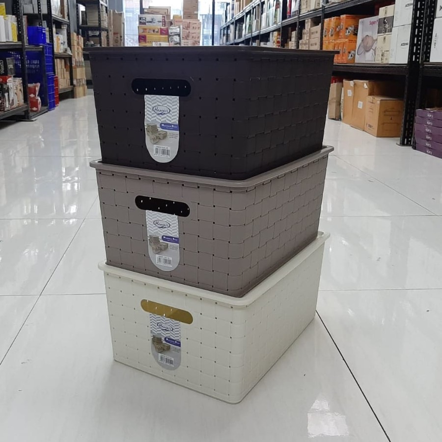 Lugano 9252 L HAWAII ตะกร้าพลาสติกพร้อมฝาปิด