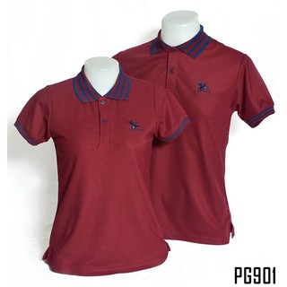 King Pegasus - เสื้อโปโลผู้ชาย Pegasus ผ้านิ่มใส่สบาย สีเลือดหมู ปกน้ำเงิน รหัส PG901