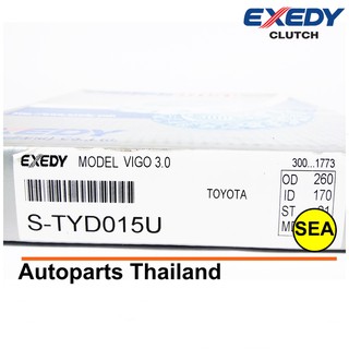 จานคลัทช์ EXEDY สำหรับ TOYOTA  VIGO / FORTUNER 3.0L (1KD)     KDY231 ขนาดจาน 10. 2/8 " นิ้ว TYD015 1 ชิ้น