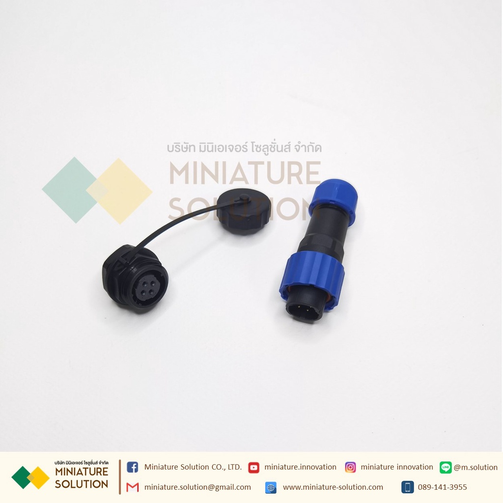ชุดหัวประกอบ  IP68 aviation plug socket connector SP16 male and female butt (MI-Connect-Waterproof-4core-Rear Nut)