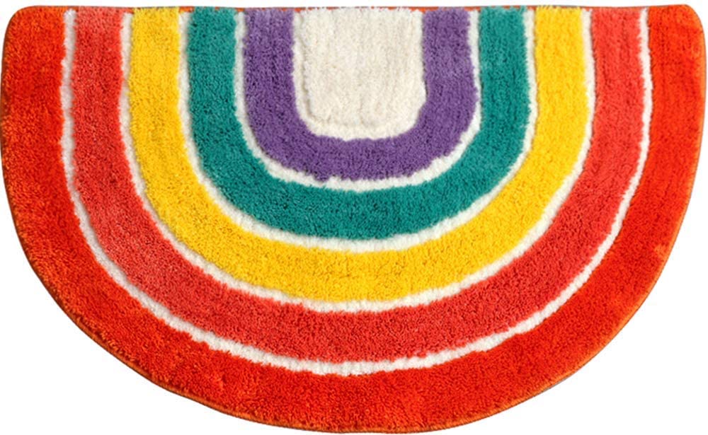 Rainbow Bath Rug, Semicircle Soft Non Slip Microfiber Absorbent Bath ...