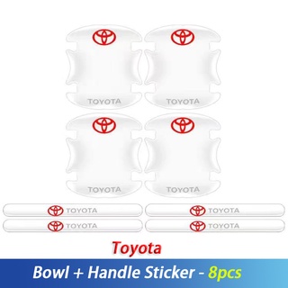 8 ชิ้น / เซ็ต สติกเกอร์ชามประตูรถใส สติ๊กเกอร์ติดแฮนด์ / 8PCS Car Door Handle Sticker / Car Door Bowl Sticker For Toyota Accessories