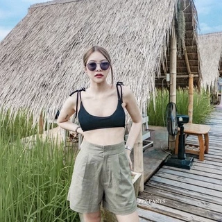 Linen02✨กางเกงขาสั้น เอวสูง ผ้าลินิน ปลายขาพับ กางเกงเอวสูง กางเกงลินิน🌷𝑵𝒆𝒘 𝑪𝒐𝒍𝒍𝒆𝒄𝒕𝒊𝒐𝒏