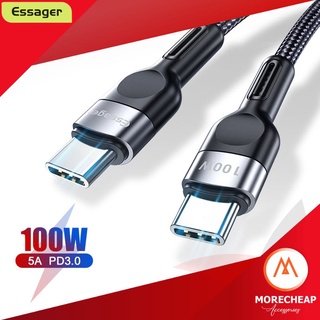 Essager สายชาร์จ USB-C PD 5A 100W สายถัก ชาร์จเร็ว ไทซี Type-C to Type C 50 เซ็น / 3 เมตร