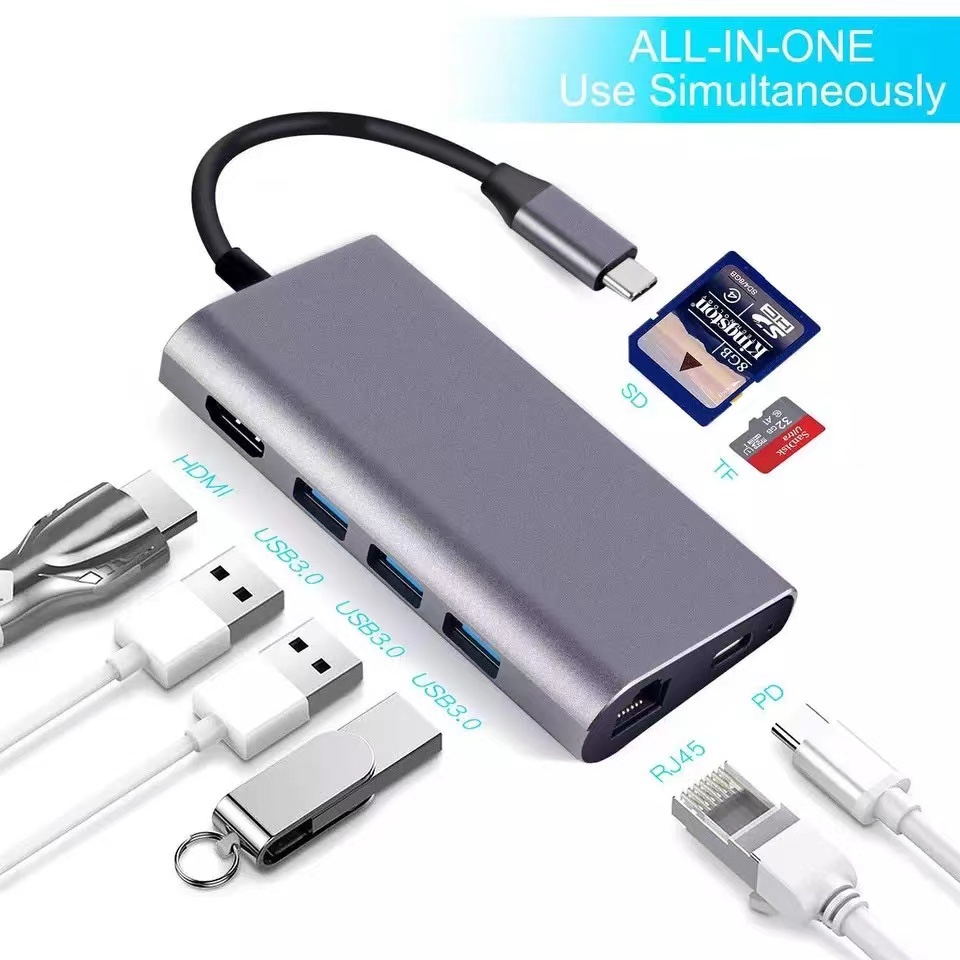 8 in 1 USB Type C Hub Hdmi Rj45 Lan Adapter for Macbook Pro Thunderbolt 3, USB  C to Gigabit Ethernet Adapter USB-C | Shopee Thailand