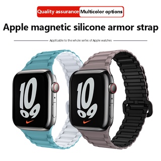 สายนาฬิกาข้อมือซิลิโคน ห่วงแม่เหล็ก สําหรับ apple Watch 49 มม. 45 มม. 41 มม. 44 มม. 40 มม. 38 มม. 42 มม. iWatch Series 8 ultra 7 6 SE 5 4 3 2