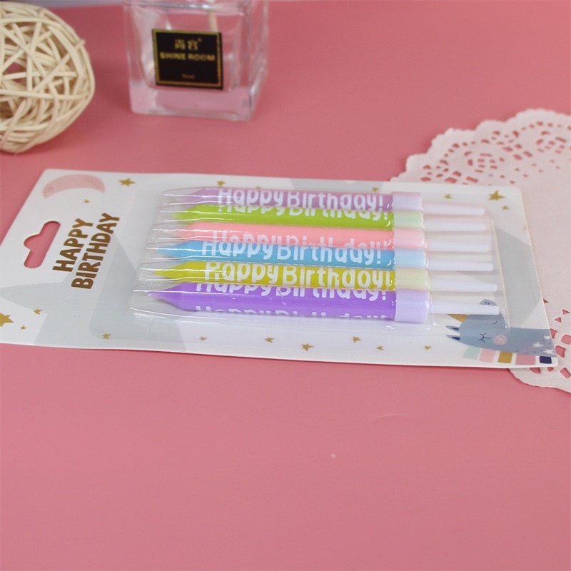 เทียนhbd หลายแบบ เทียนลายHappy birthday 6แท่ง พร้อมส่งในไทย - รูปที่ 5