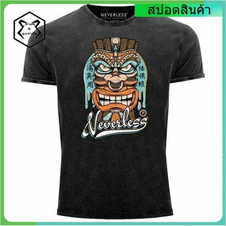 เสื้อยืด พิมพ์ลาย Tiki Mask Totem Figure สไตล์วินเทจ สําหรับผู้ชาย