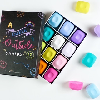 Outside Chalk  12 สี ชอล์คแบบก้อน ไม่หัก น้องจับถนัดมือ
