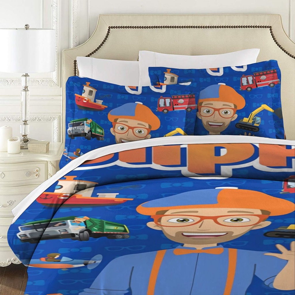 【In Stock】 3 IN 1 Blippi That's So Cool! 3Piece Bed Sheets Set 3D Print Cartoon Quilt Set Soft
