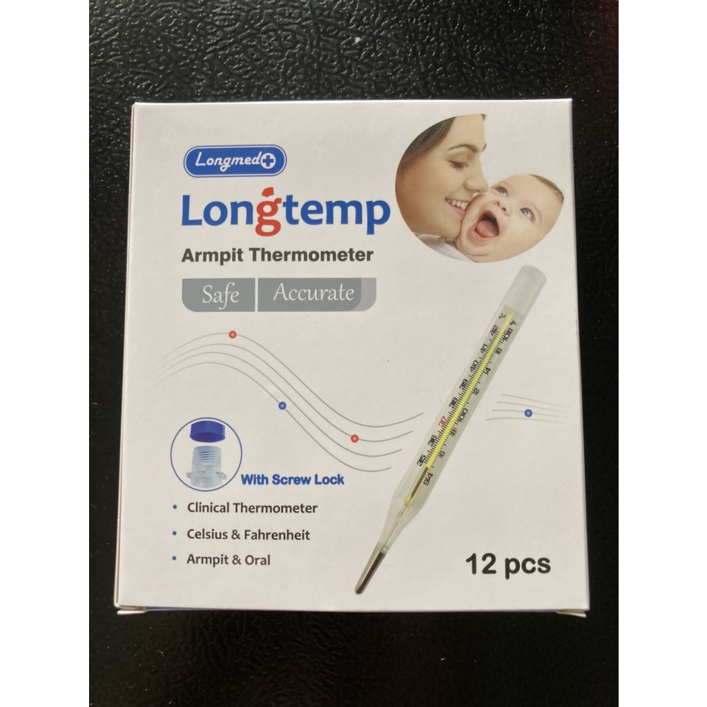 ปรอทวัดไข้ Longtemp ที่วัดไข้ แบบแก้ว Clinical Thermometer armpit &amp; oral