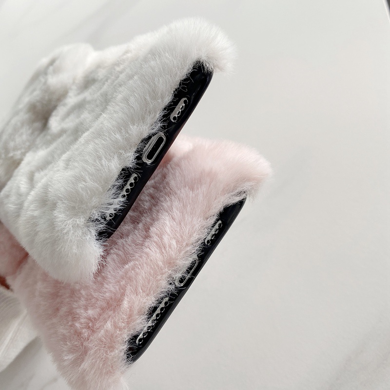 Plush Cat Stand Case For Samsung Galaxy S21 S20 S10 S9 S8 Plus Ultra Lite FE S10E S21+ S20+ S10+ S9+ S8+ Cover Cute Cartoon Holder Warm Fluff Soft Phone Case ราคา ถูกที่สุด ดีลบีเคเค แกลเลอรีภาพที่ 2