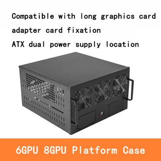 6u กรอบเคสเงิน 6GPU 8GPU 6-8การ์ดสําหรับแพลตฟอร์ม BTC ETH รองรับพาวเวอร์ซัพพลาย ATX MB