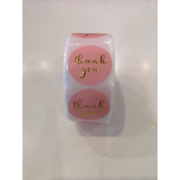 Thank You Stickers สีชมพู​ 500 ดวง