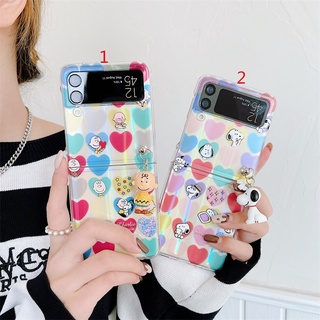 เคสโทรศัพท์มือถือแบบพับได้ลายกาแล็กซี่สําหรับ Snoopy Samsung Galaxy Phone Z Flip 3 5g