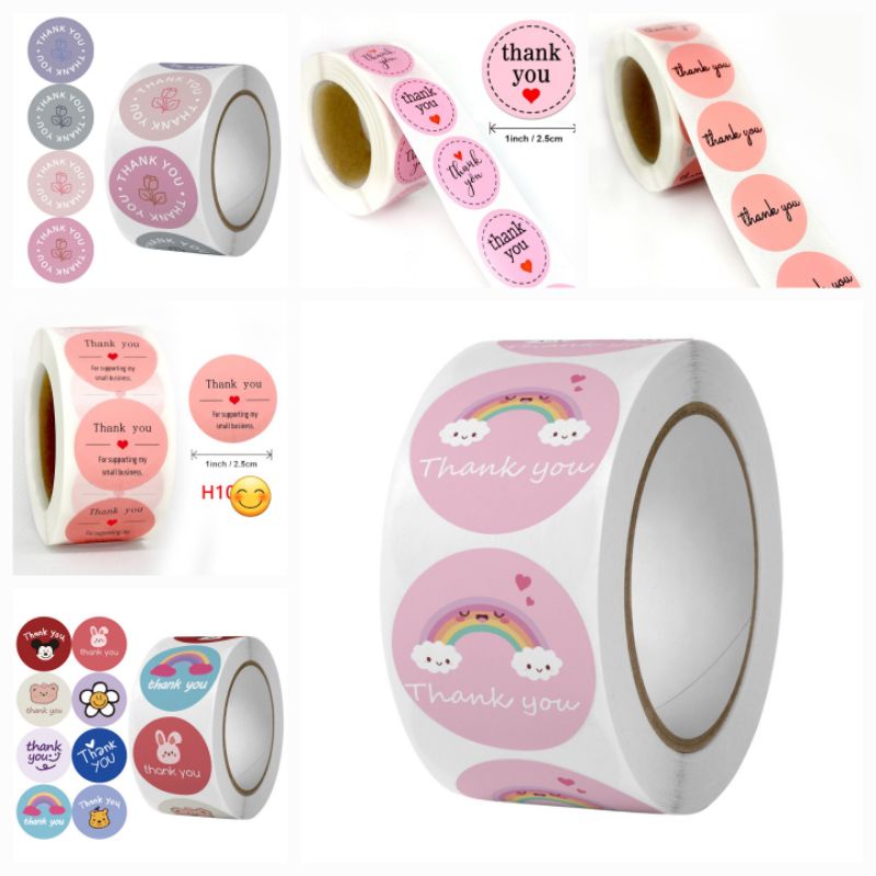 ม้วน 500 ดวง สติ๊กเกอร์/สติ๊กเกอร์ ขนาด 2.5ซม (มีหลายลาย)