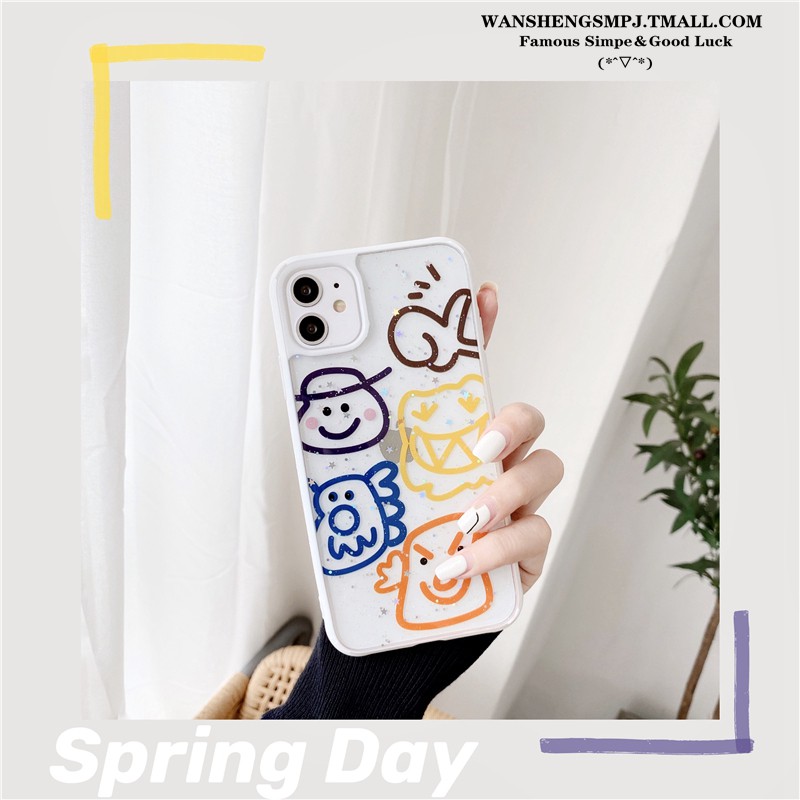 Korean style graffiti transparent shell 11Pro Max Apple X / XS / XR mobile phone shell iPhone7p female 8plus silicone in