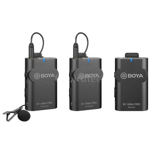 boya by - wm 4 pro k 2 2 . 4 g ไมโครโฟนไร้สายแบบพกพา (dual transmitters+one receiver) พร้อมเคส