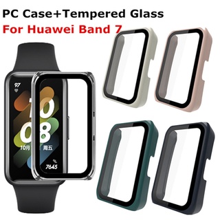 Pc เคส ป้องกันหน้าจอ กระจก สําหรับ Huawei Band 7 6 Pro / Honor Band6 เต็มตัว แข็ง PC เคส กระจกนิรภัย แบบเต็ม ฟิล์มป้องกัน