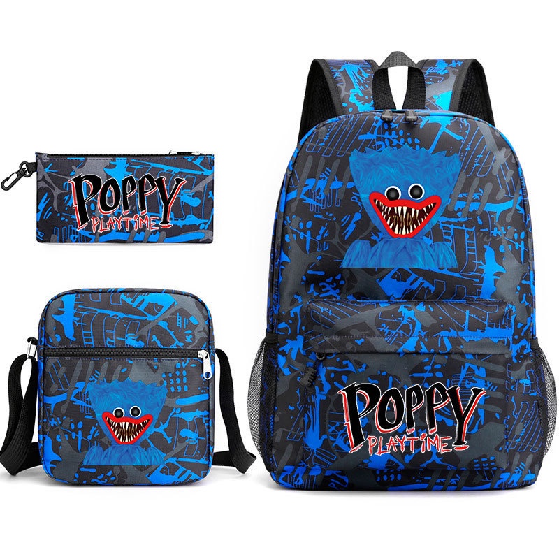 2022 New Arrival Huggy Wuggy Poppy Playtime Game Three-Piece Bag Set Shoulder Bag Backpack Pencil Ba