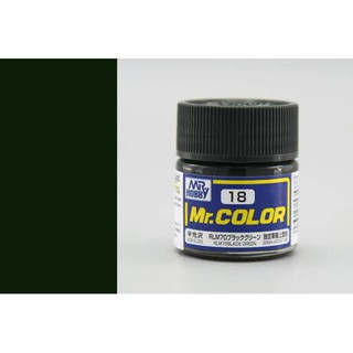 สีสูตรทินเนอร์ Mr.Hobby สีกันเซ่ C18 RLM70 Black Green Semi-Gloss 10ml