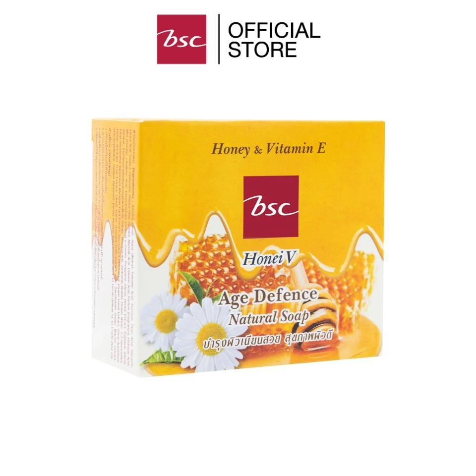 HONEI V BSC AGE DEFENCE NATURAL SOAP ฮันนี่ วี บีเอสซี สบู่ใสสูตรน้ำผึ้งและวิตามินอี 80 กรัม thumbnail 5