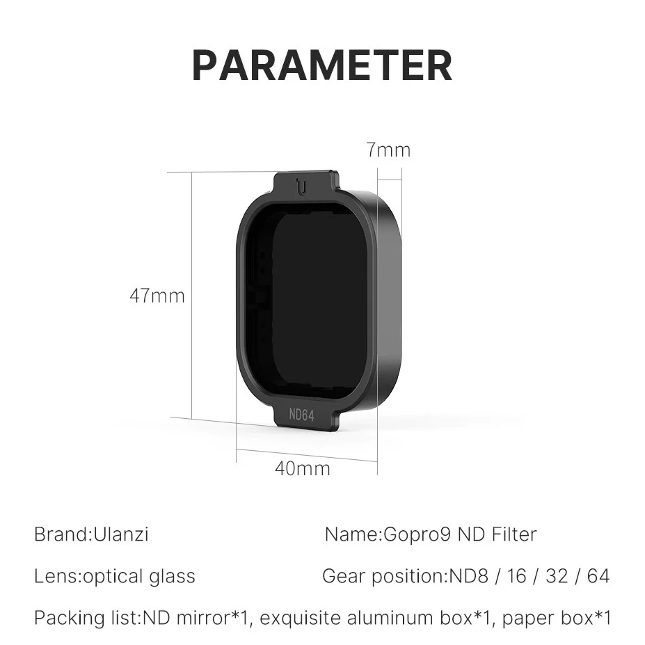 Ulanzi Lens Flter สำหรับ GoPro Hero 9  ND8 ND16 ND32 ND64 สำหรับ GoPro Hero 9 . thumbnail 5