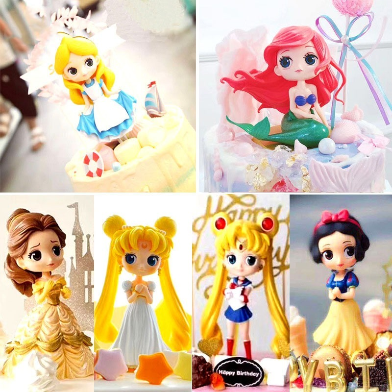 Princess Cake Topper พลาสติกแช่แข็งการ์ตูนอุปกรณ์ตกแต่งงานปาร์ตี้ของเล่นเด็กสาวเค้ก Toppers - รูปที่ 2