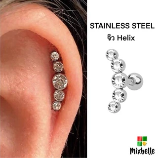 ต่างหูเพชร จิวกระดูกอ่อน Helix สแตนเลส 316L สำหรับผิวแพ้ง่าย เครื่องประดับแฟชั่นสำหรับผู้หญิงและผู้ชาย [รหัส GCA]