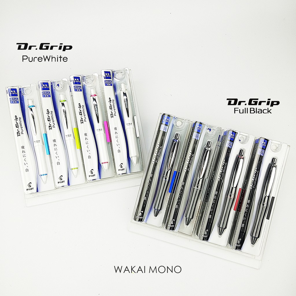 PILOT Dr.Grip Pure White - Full Black  Ballpoint Pen 0.7mm