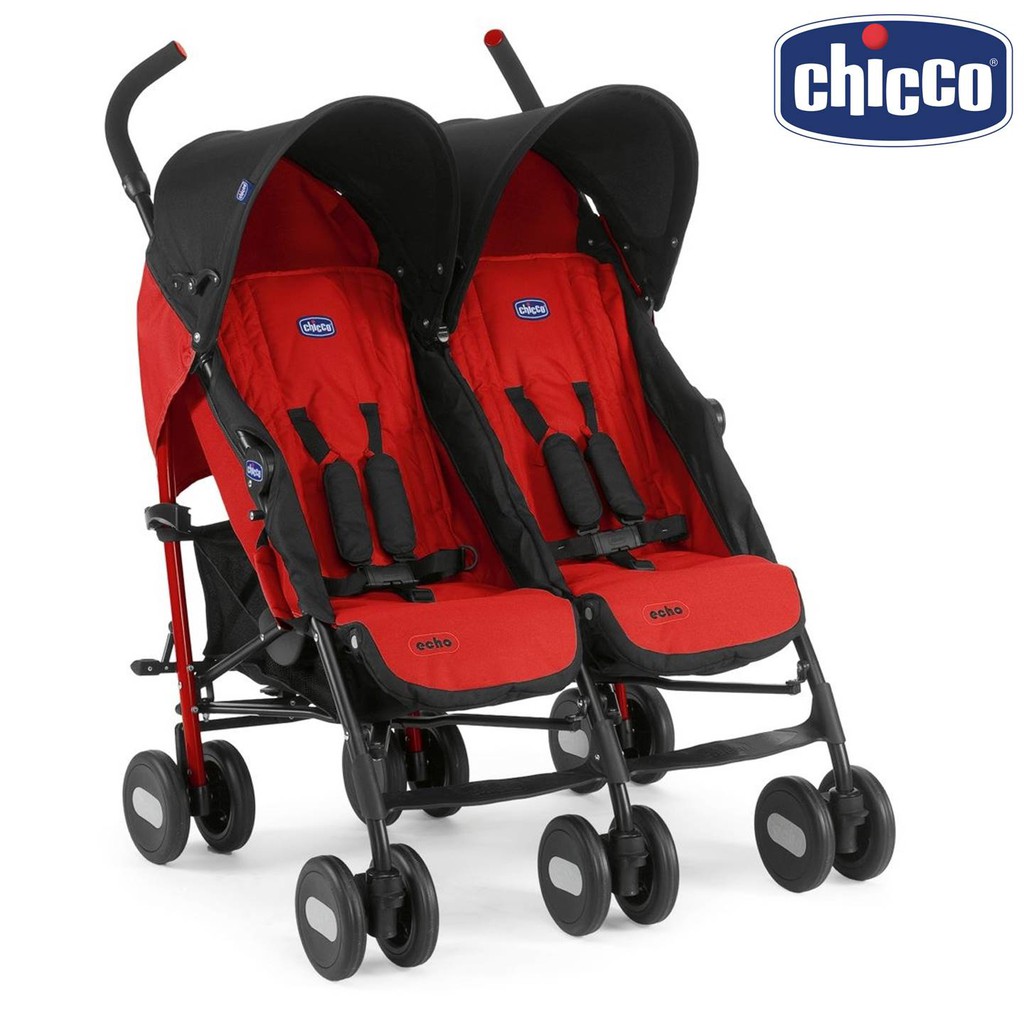 Chicco Echo Twin Stroller รถเข็นแฝด สำหรับเด็กแรกเกิด - อายุ 3 ปี ปรับเอนนอนได้ราบ 180 องศา