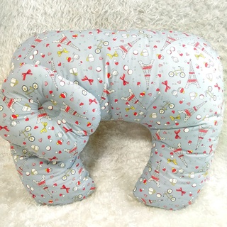 หมอนรองให้นม ใบใหญ่ หมอนหัดนั่งเด็ก ฺBreastfeeding pillow By pingbaby สีเทาลายหอไอเฟล