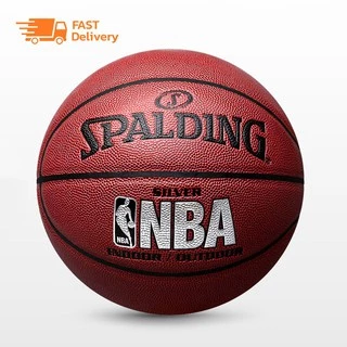 ลูกบาส ลูกบาสเกตบอล basketball Spalding Dura Grip NBA เบอร์7 มี 4สี ดำ ทอง เงิน ขาว ฟรี ตาข่ายใส่ลูกบาส+เข็มสูบ