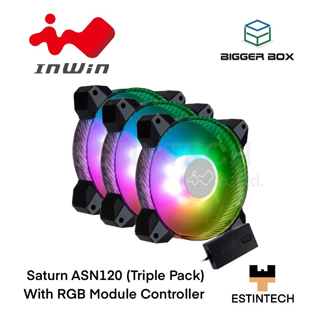 CASE FAN (พัดลมเคสคอมพิวเตอร์) InWin Saturn ASN120 (Triple Pack) With RGB Module Controller ของใหม่ป